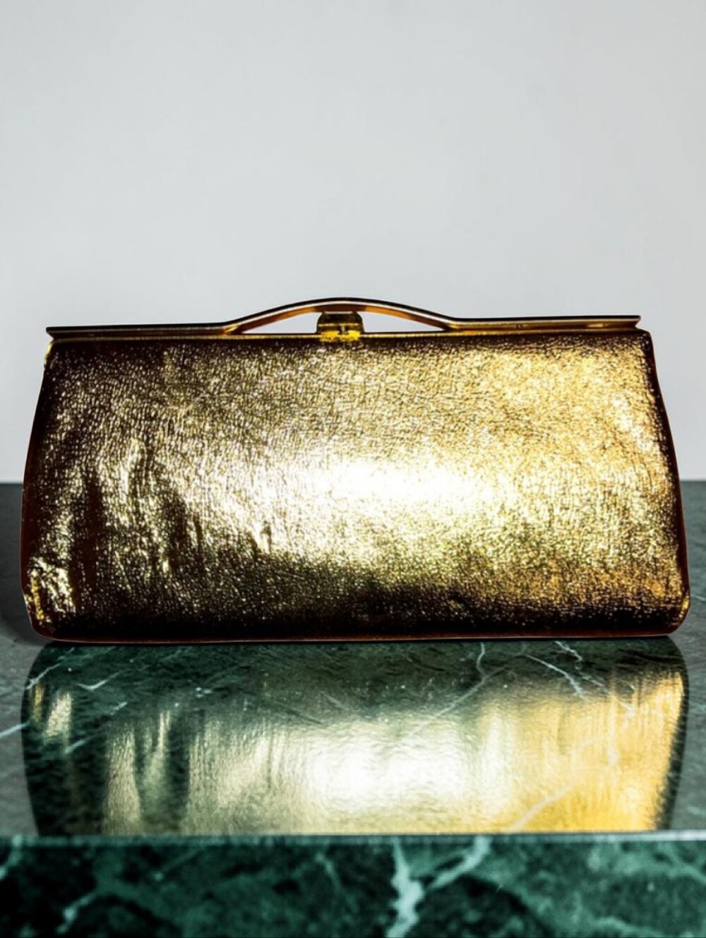 Vintage Gold Vinyl Clutch